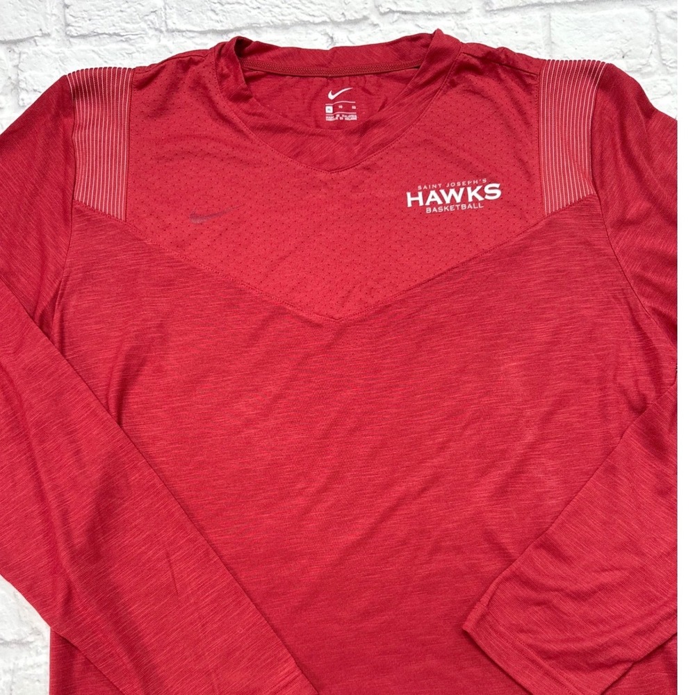 Nike Shooting Shirt Mens XL Red Excellent Saint Joseph Hawks Basketball Long Slv